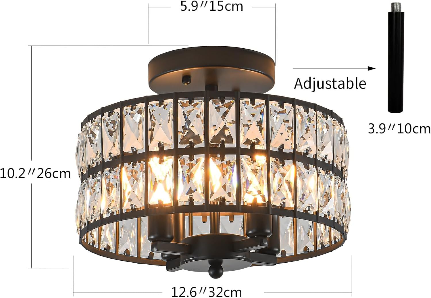 Luxe Black Chandelier — 12.6" - View 2