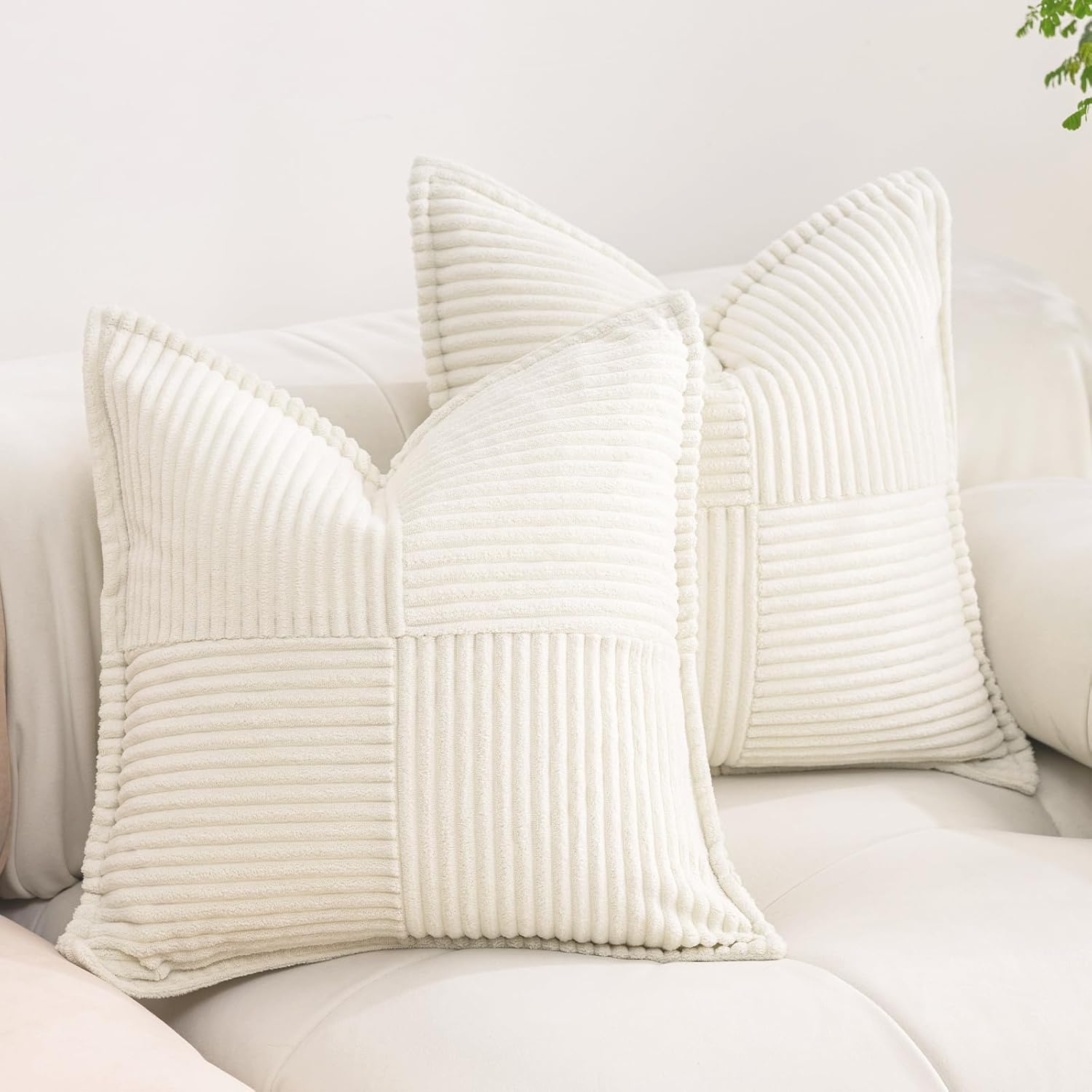 Boho Beige Throw Pillow Cover — 18" — 20" x 20" (Pack of 2)