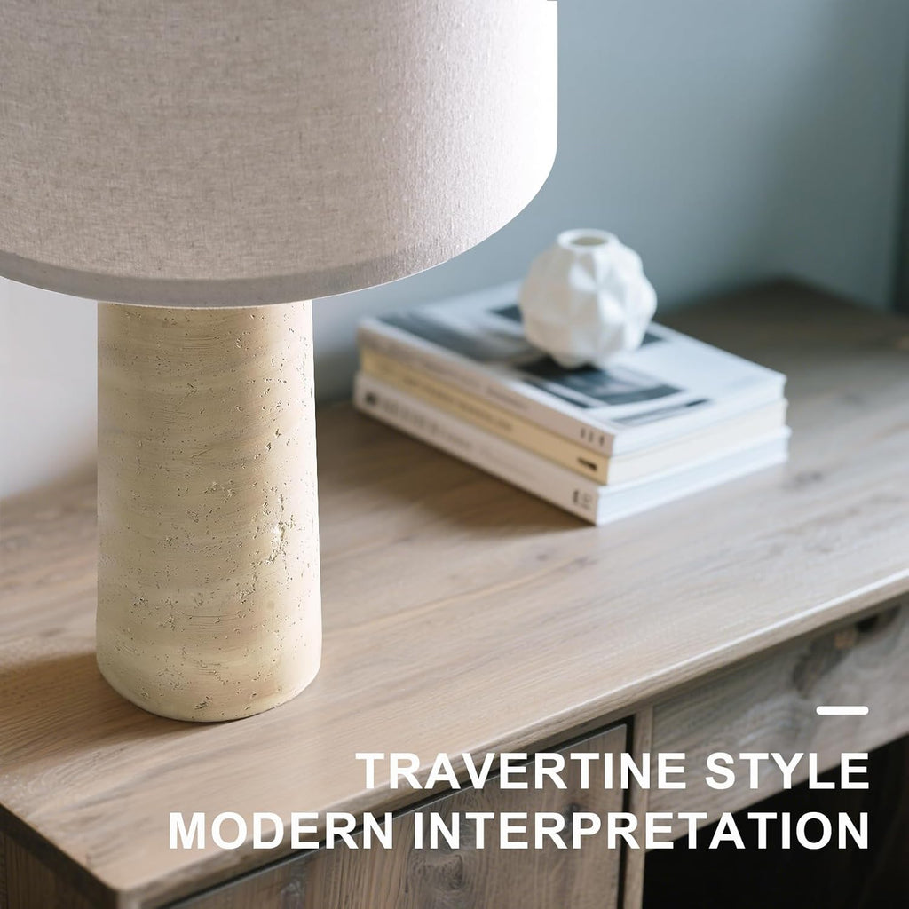 Linen Modern Beige Bedside Lamp — 27.25" - View 3