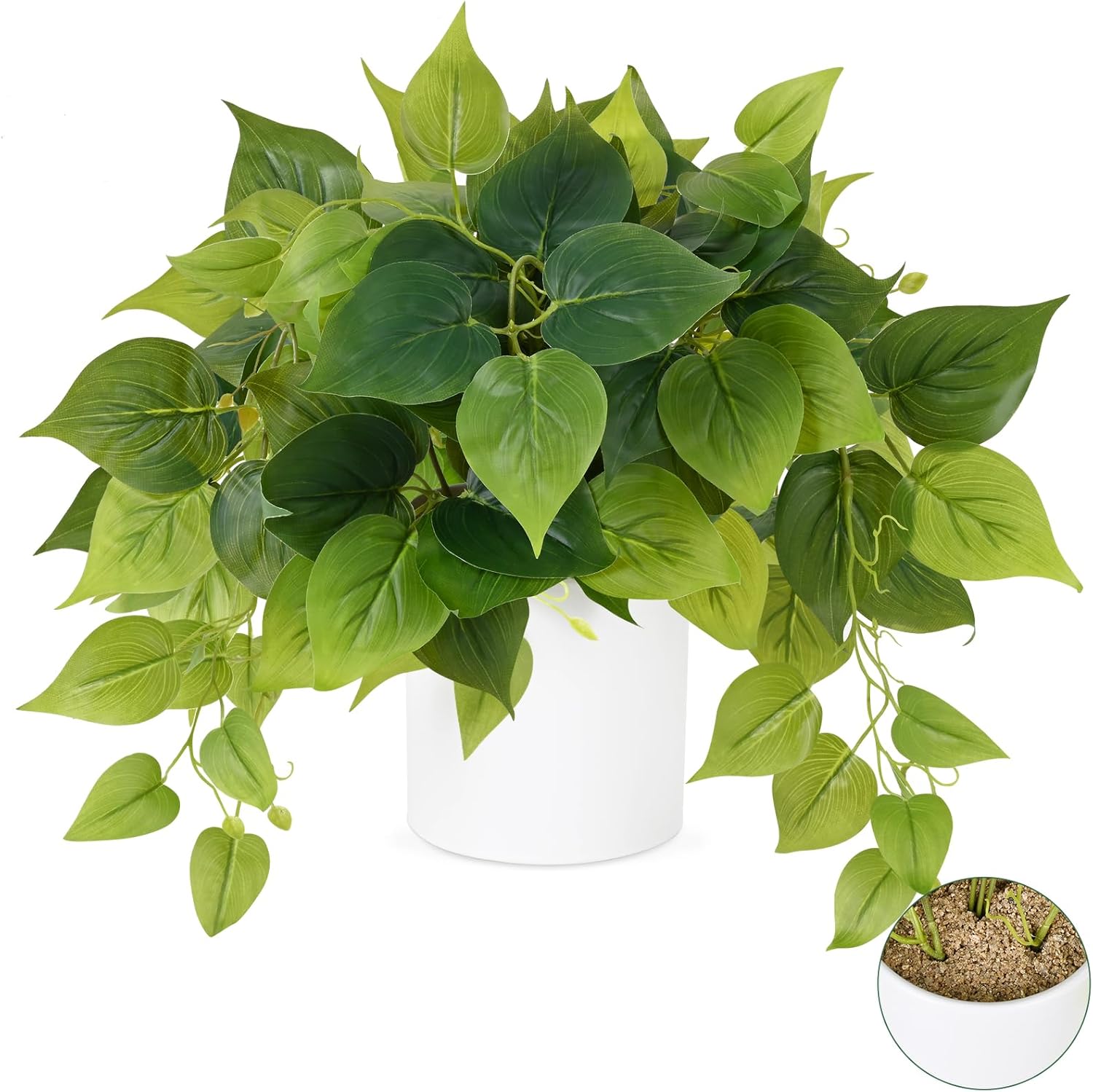 White Faux Plant — White Ceramic Pot