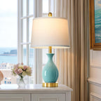 Modern Beige Bedside Lamp — 24" — Aqua Blue - 24"H - 1 Pack