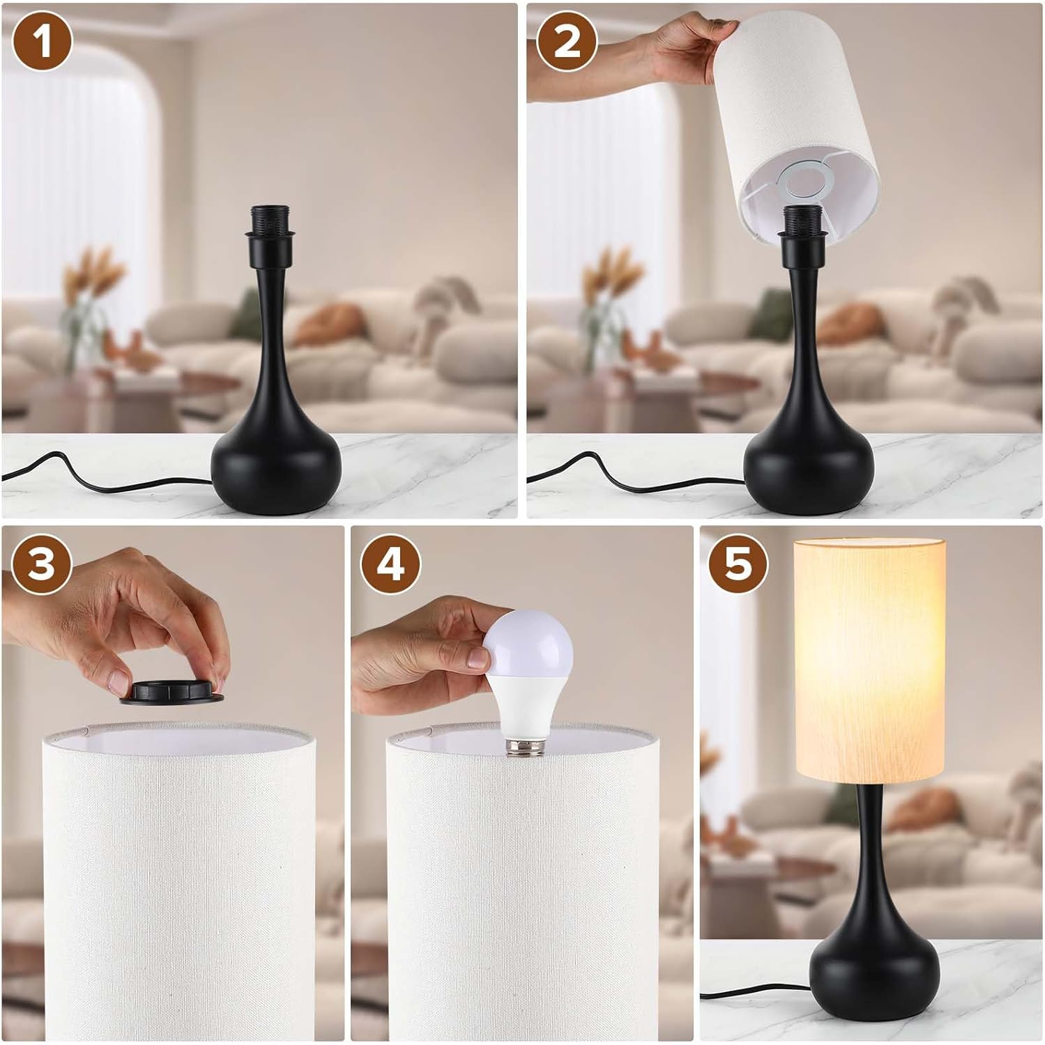 Dimmable Farmhouse Metal Bedside Lamp - View 7