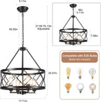 Farmhouse Black Chandelier — 4-Light - View 3