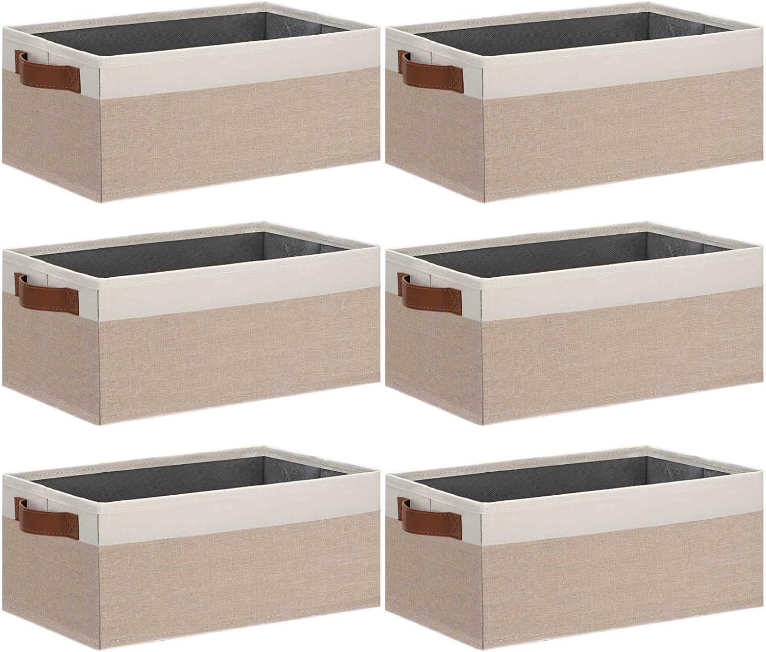 Beige Storage Bin — 11.8" — Small-11.8"x 7.87"x 5.11"-6pcs