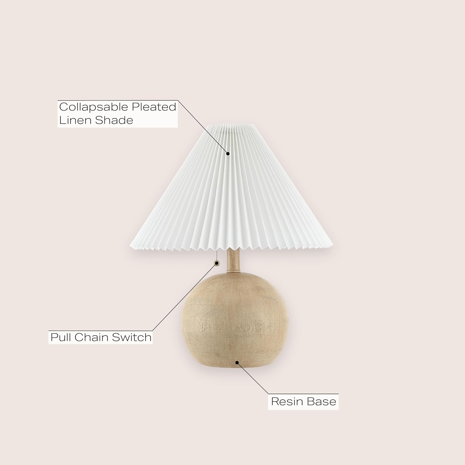 Linen Mid-Century Beige Table Lamp — 17.25" - View 2