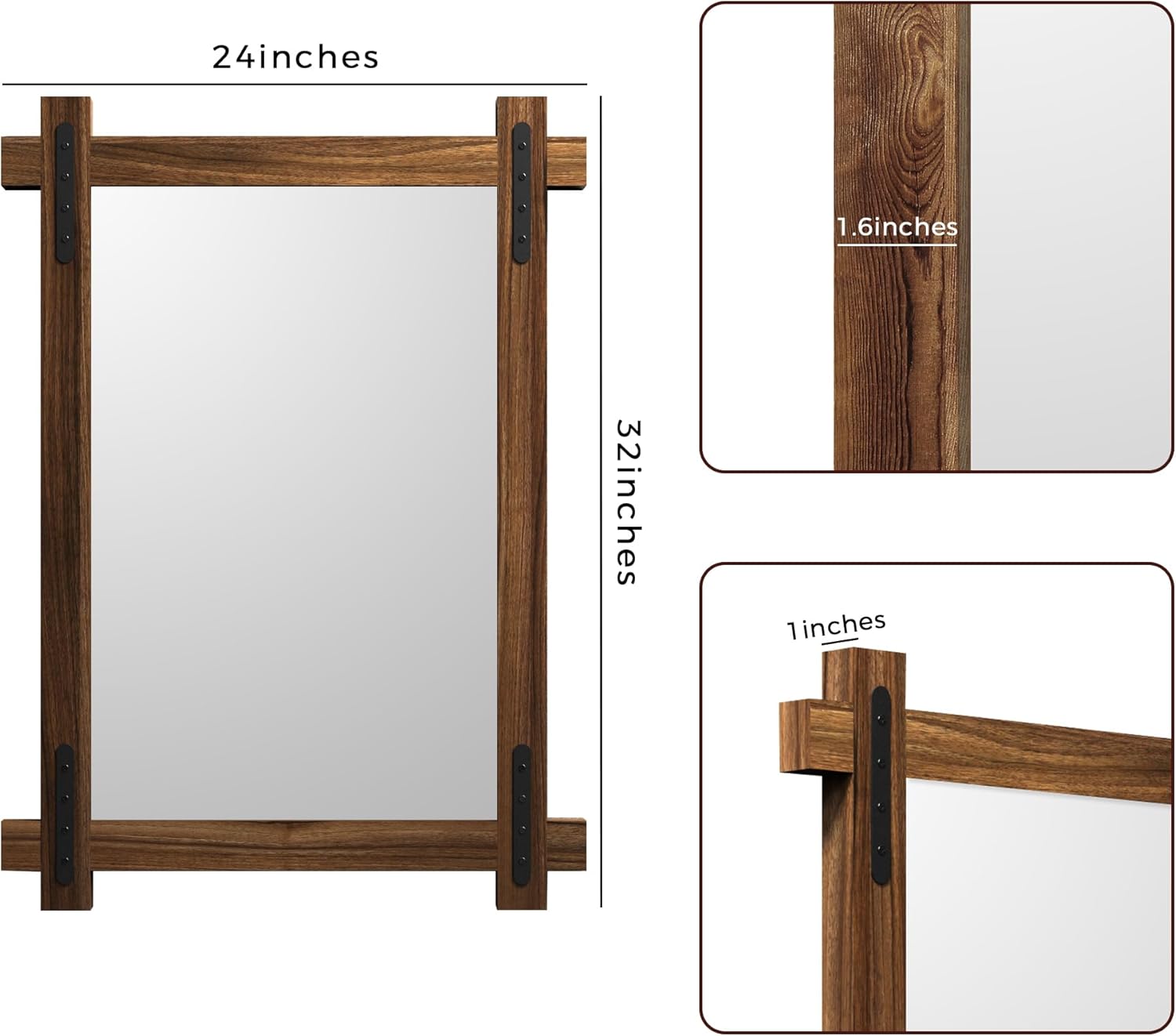 Round Farmhouse Black Wall Mirror — 32" - View 2