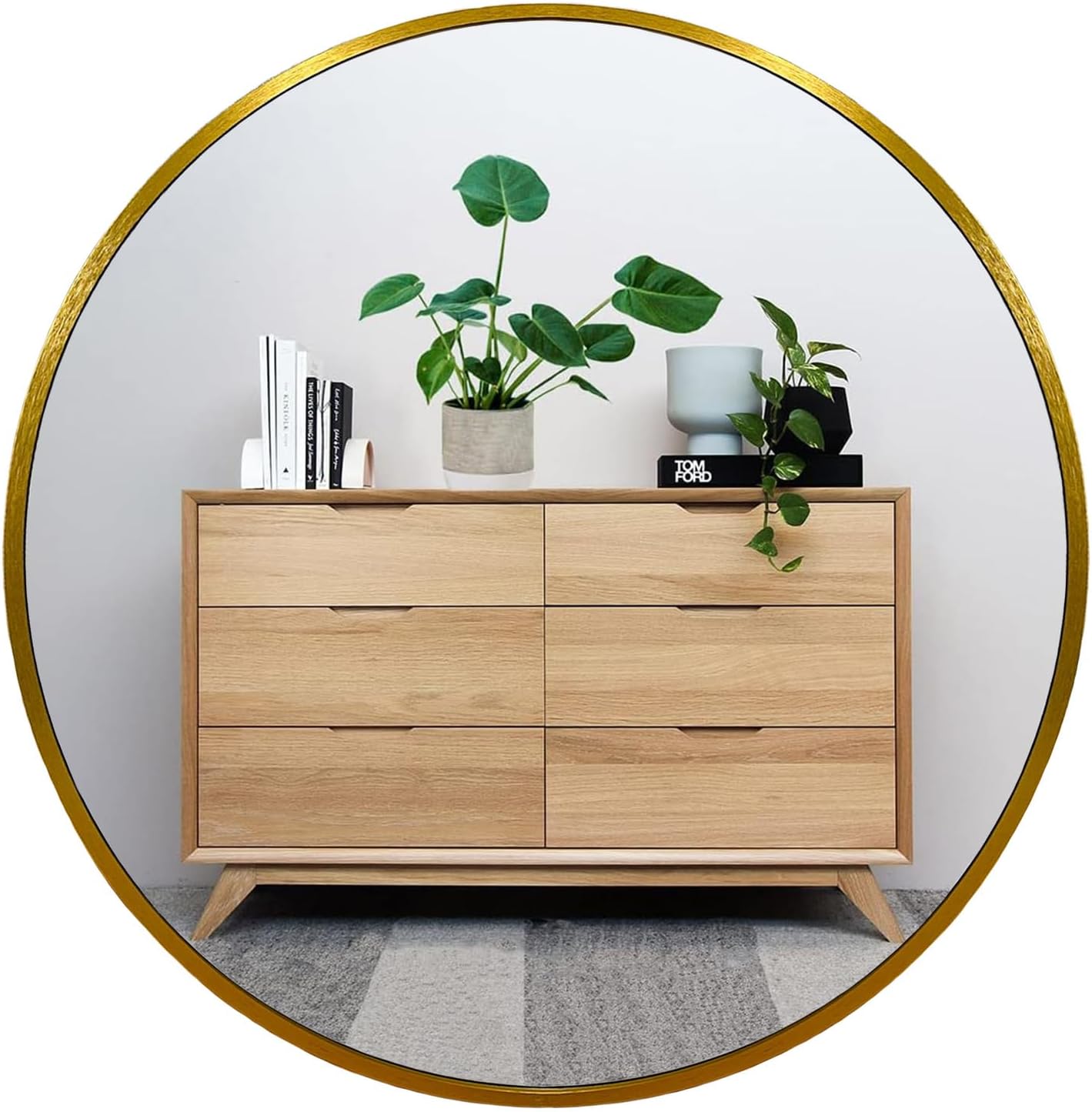 Round Farmhouse Black Wall Mirror — 24" — 20"