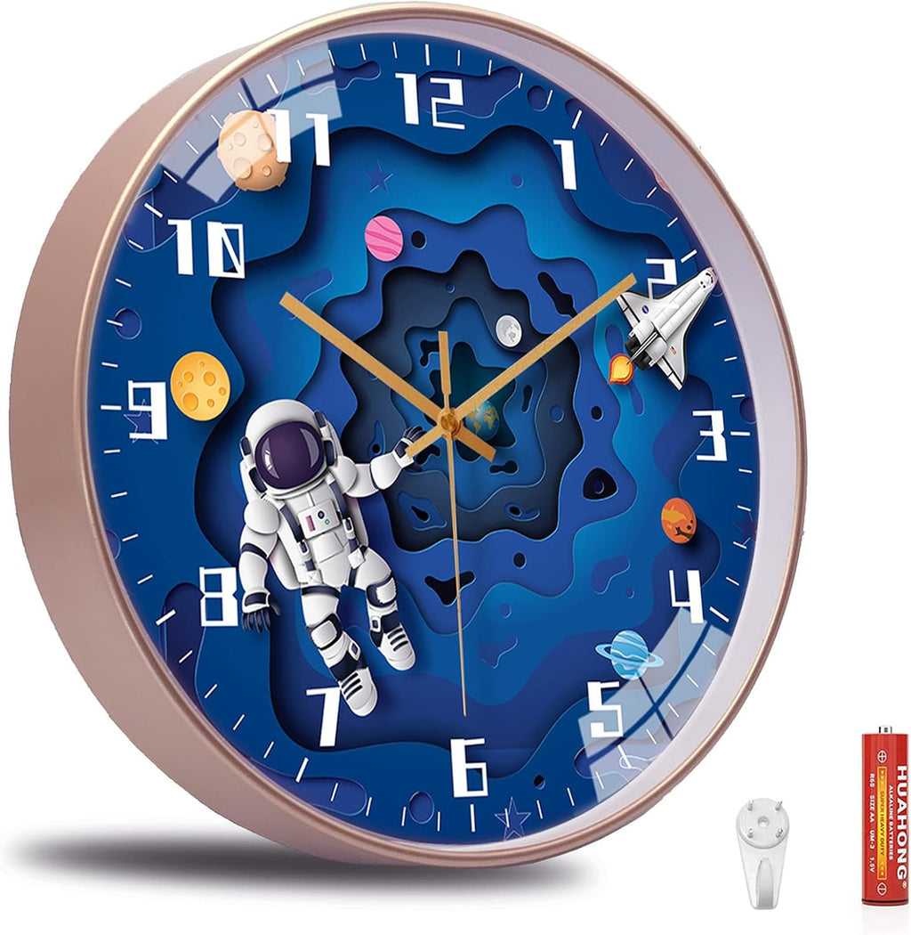 Battery Operated Blue Wall Clock — 12" - View 2