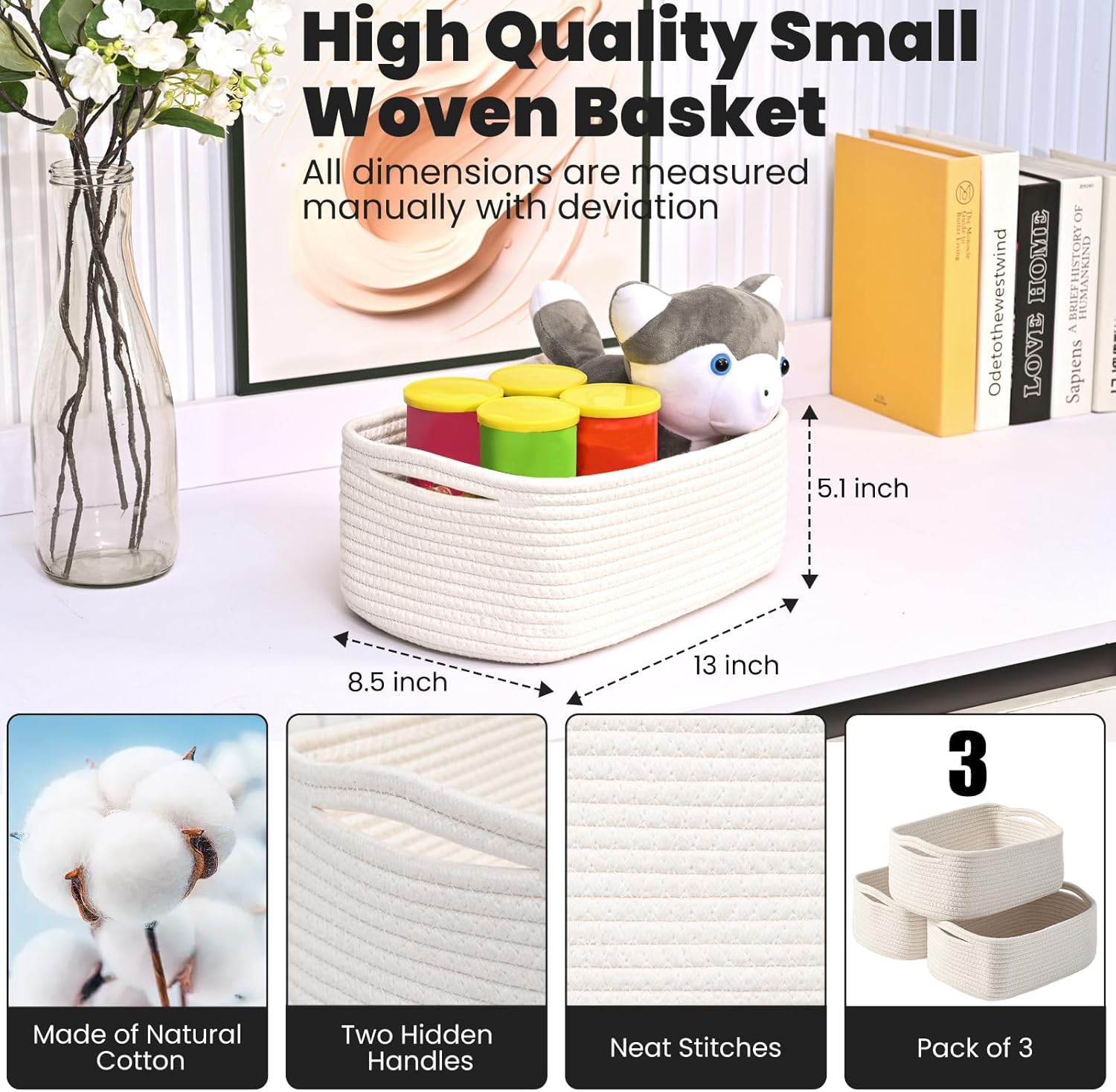 Black Storage Basket — 13" - View 3