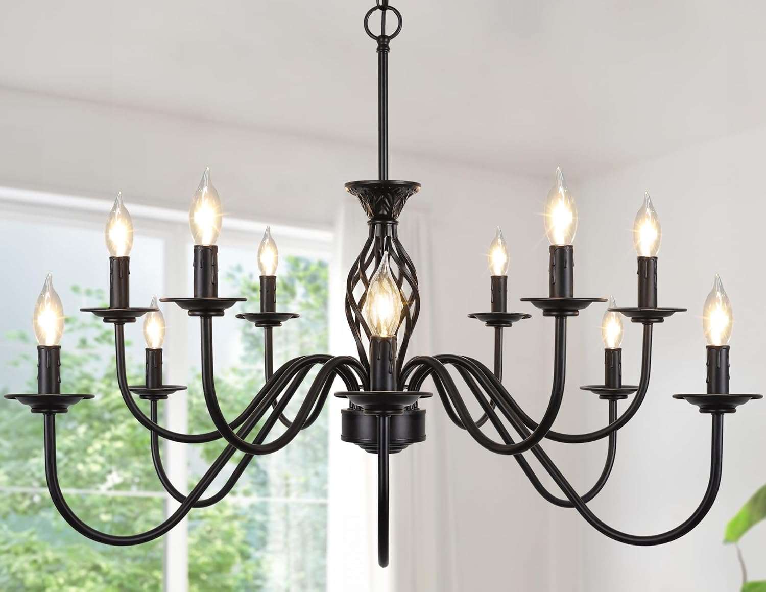 Farmhouse Black Chandelier — 6-Light — Black