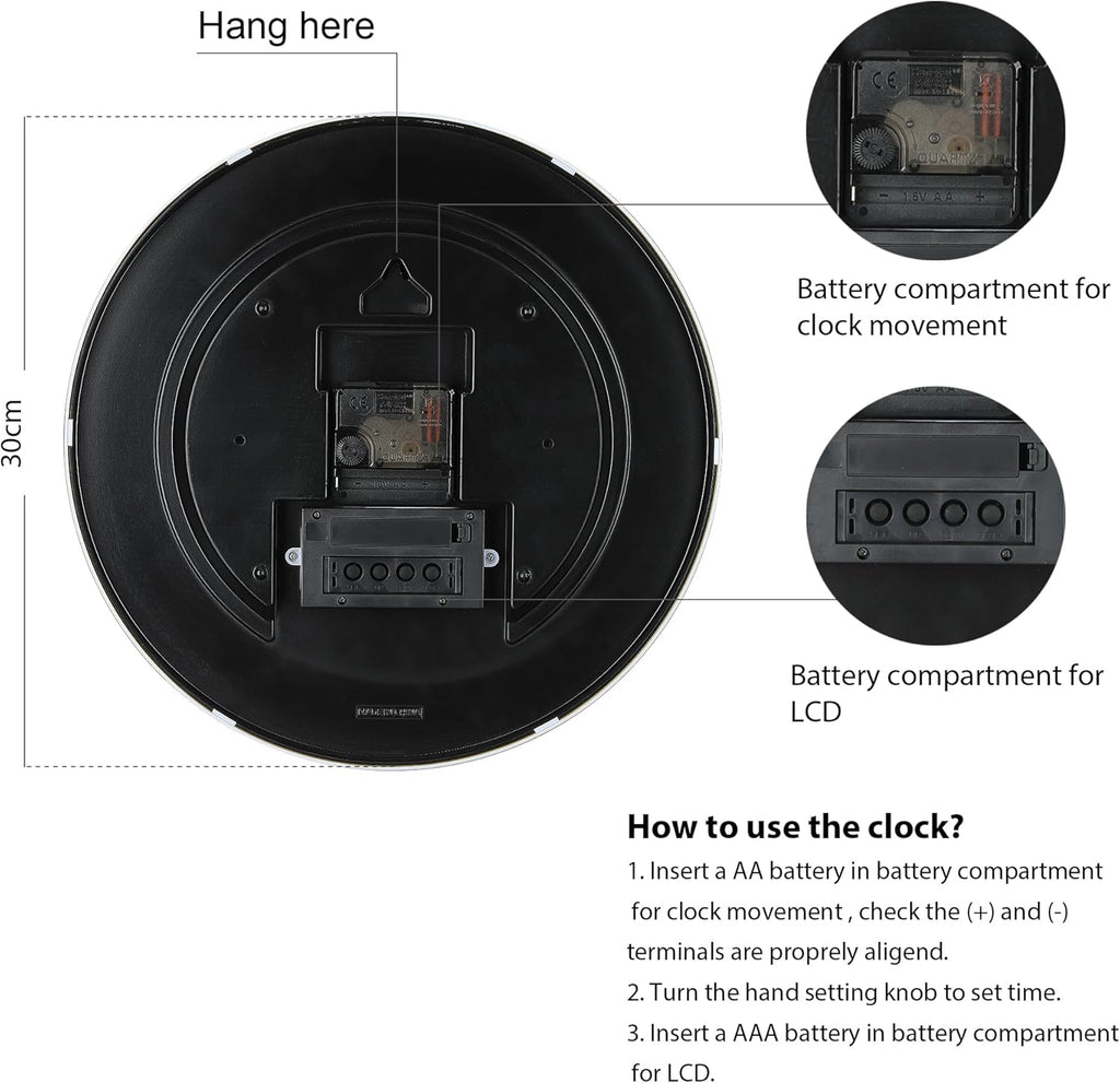 Battery Operated Beige Wall Clock — 12" - View 9