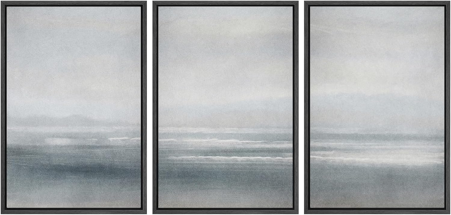 Framed Farmhouse Fabric Wall Art — 24" — 16"x24"x3 Panels Black