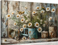 Farmhouse Blue Canvas Wall Art — 12" — Retro Daisy