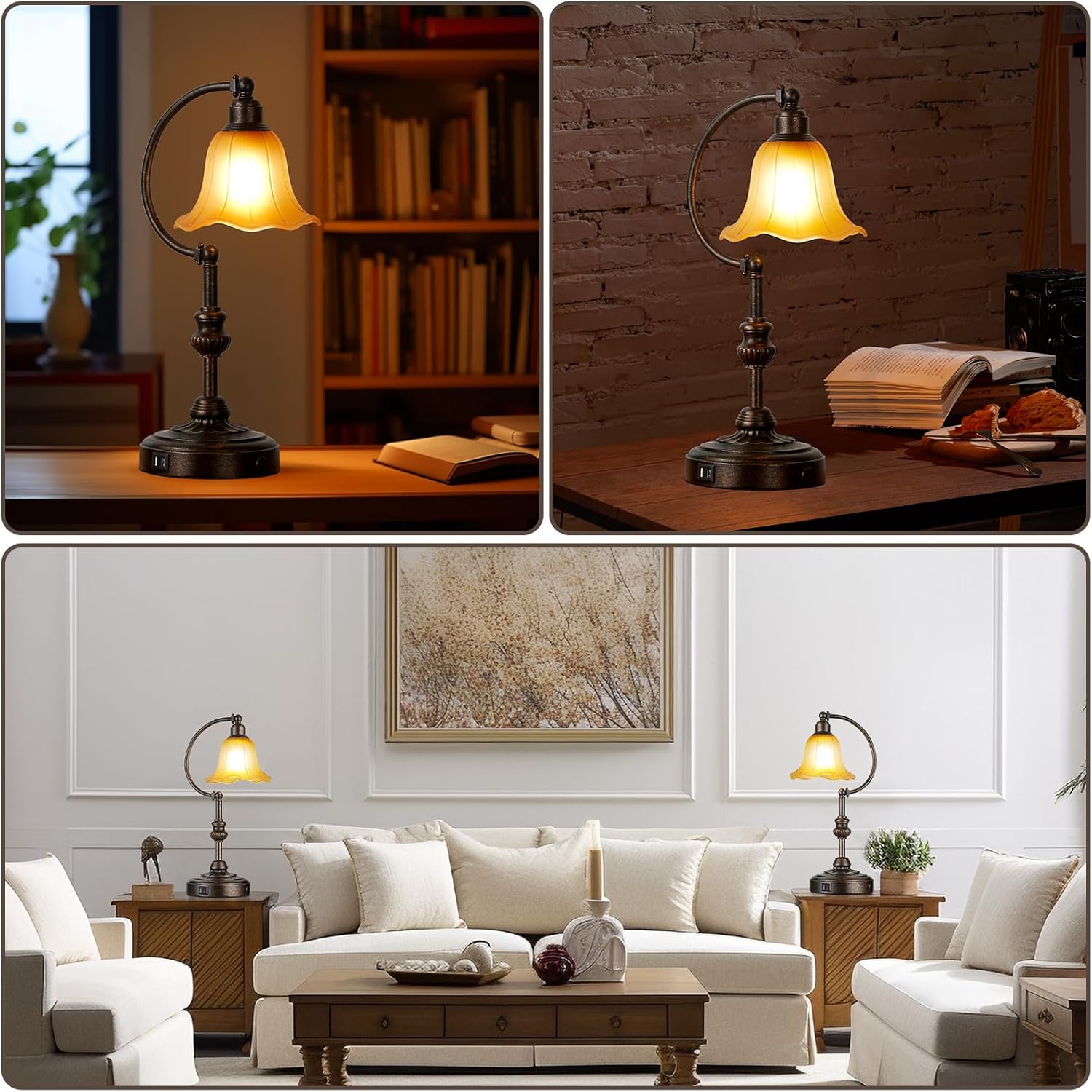 Dimmable Farmhouse Metal Nightstand Lamp - View 4