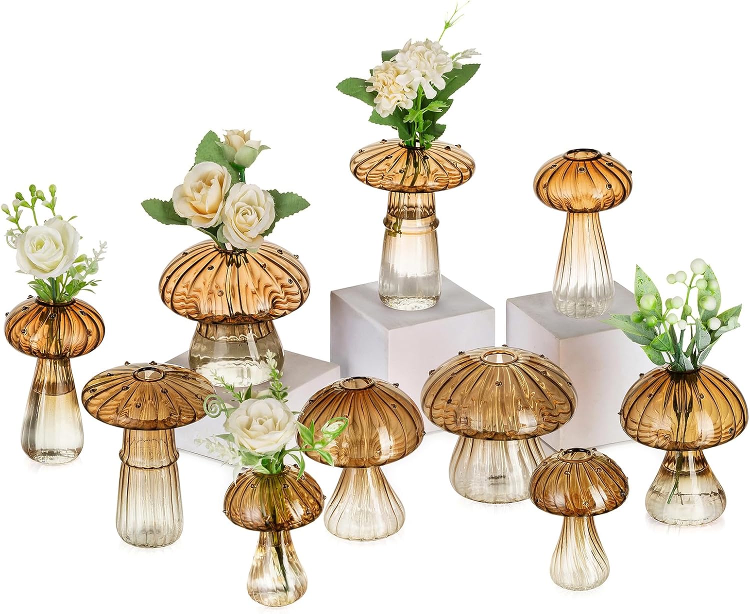 Orange Flower Vase — Set of 10 — Amber