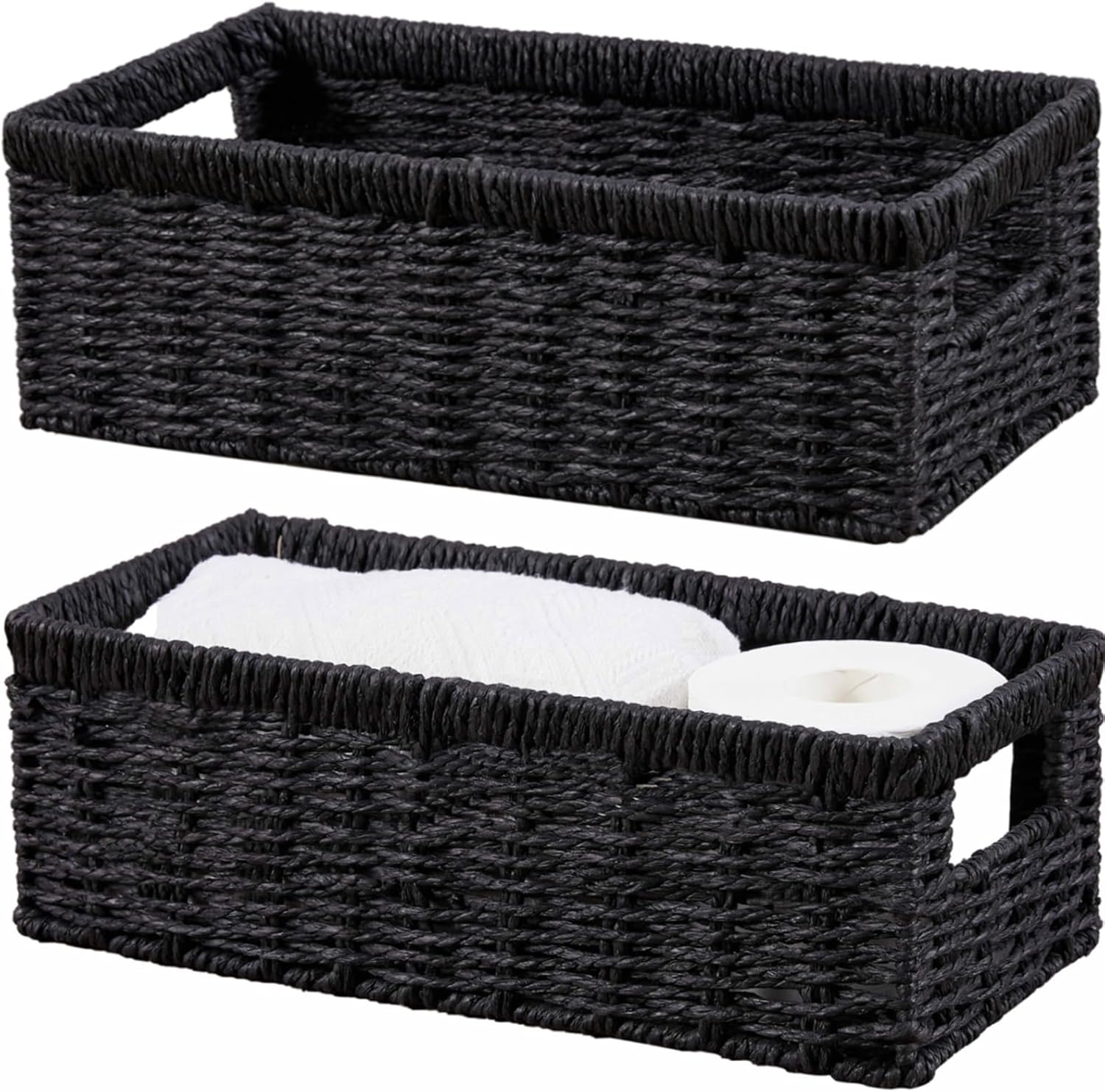 Beige Storage Basket — Paper Rope (Black)