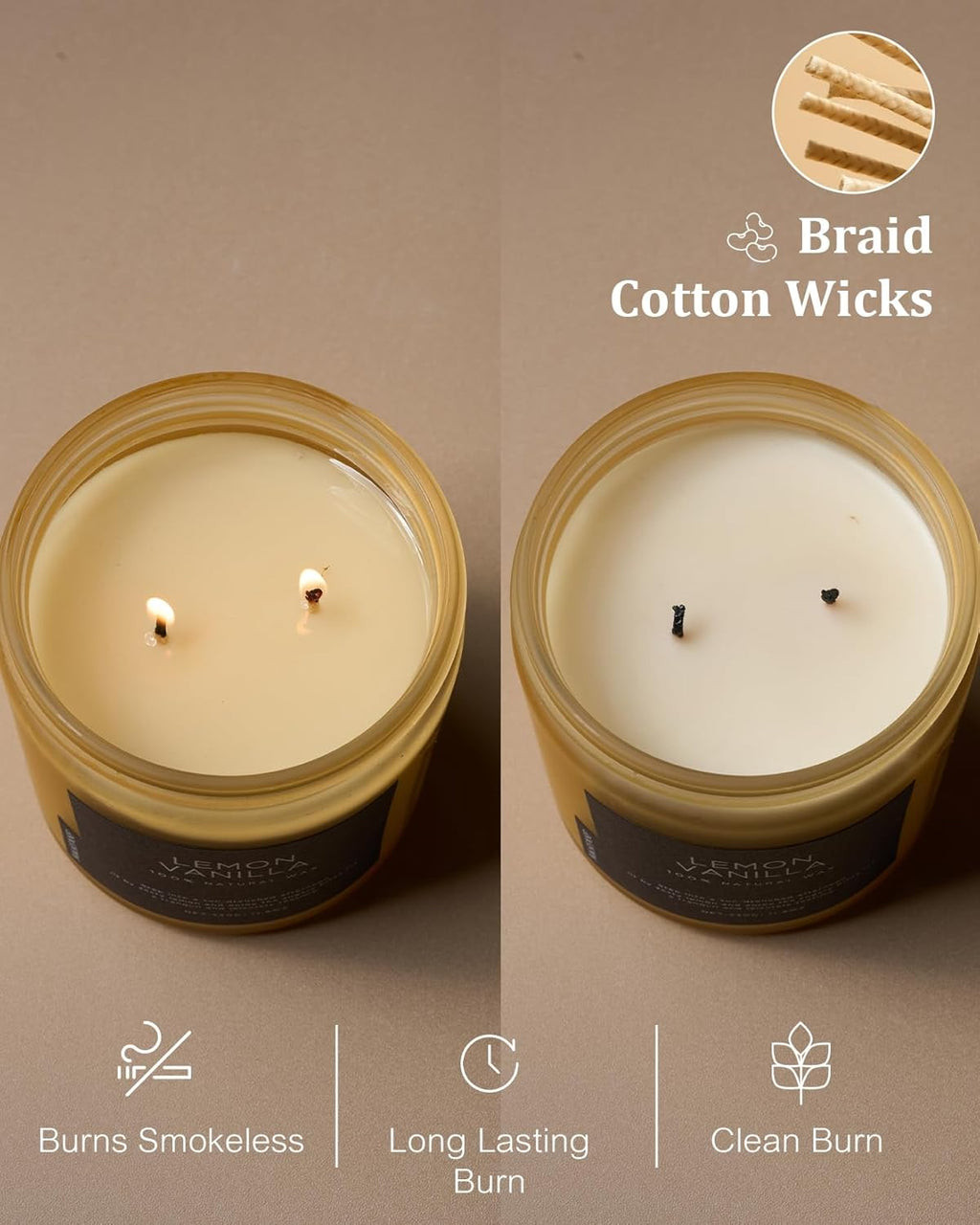 Soy Wax Beige Scented Candle - View 5