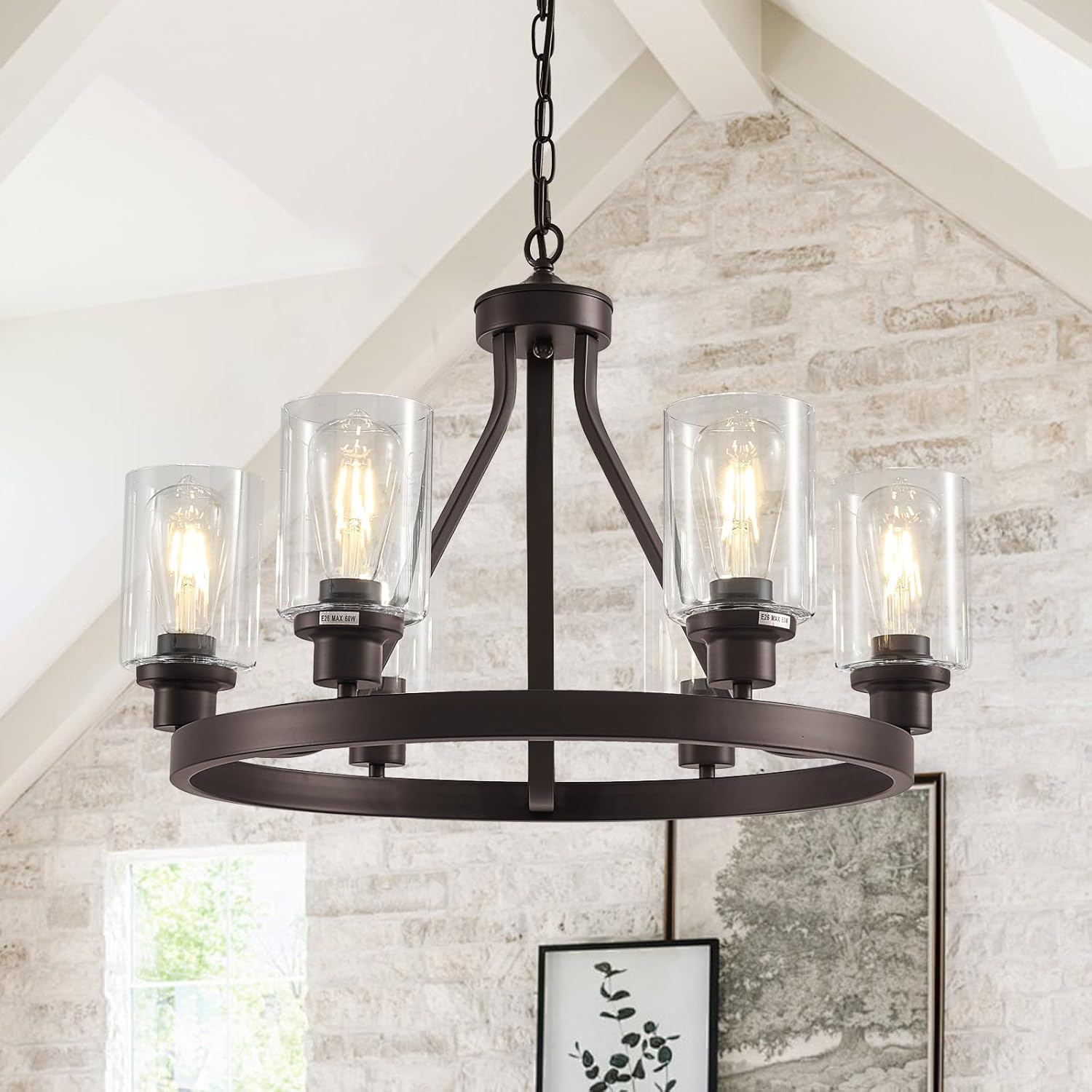 Adjustable Modern Black Chandelier — 6-Light — Oil-Rubbed Bronze