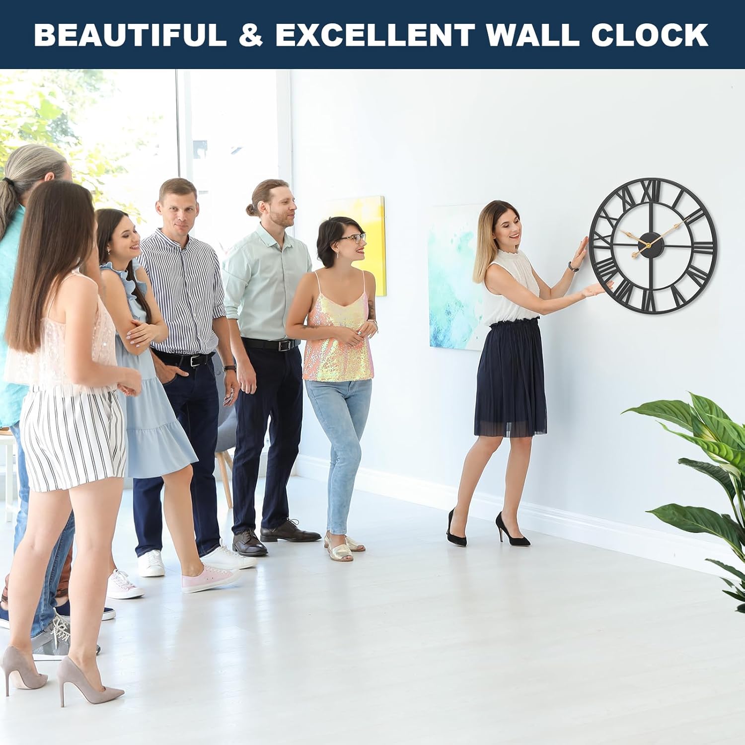 Oversized Farmhouse Black Wall Clock — 24" - View 3
