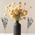 Pom Pom Beige Artificial Flowers — Yellow