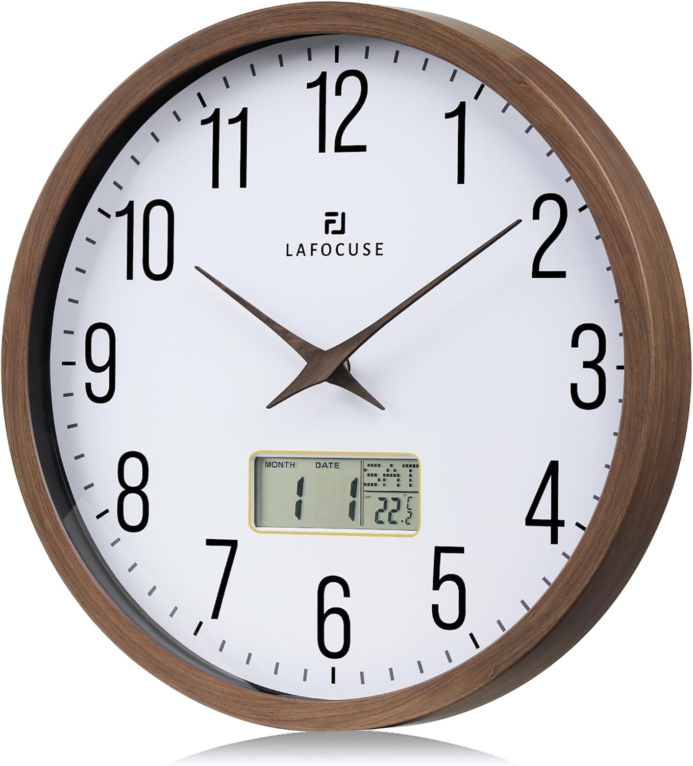 Battery Operated Beige Wall Clock — 12" — Brown