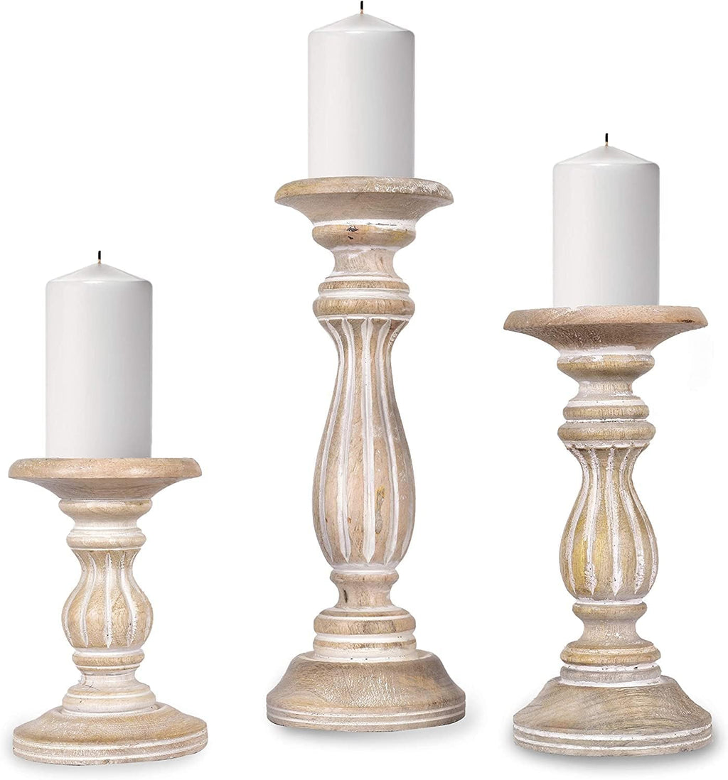 Black Pillar Candle — Set of 3 — Whitewash 2