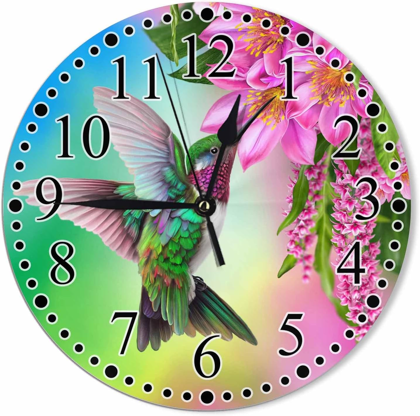 Battery Operated Modern Green Wall Clock — 10" — 10 Inch