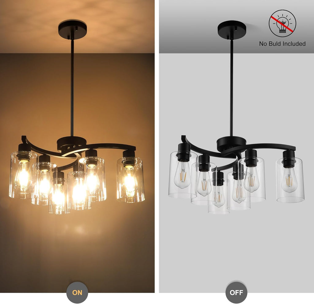Adjustable Farmhouse Black Chandelier — 6-Light - View 5