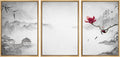 Framed Farmhouse Fabric Wall Art — 24" — 24" x 36" x 3 Panels NATURAL