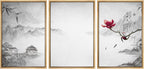 Framed Farmhouse Fabric Wall Art — 24" — 24" x 36" x 3 Panels NATURAL