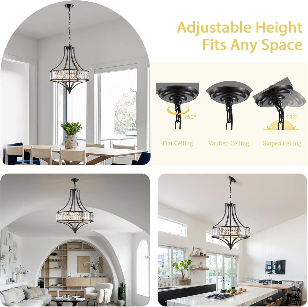 Round Farmhouse Black Chandelier — 6-Light - View 6