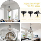 Round Farmhouse Black Chandelier — 6-Light - View 6