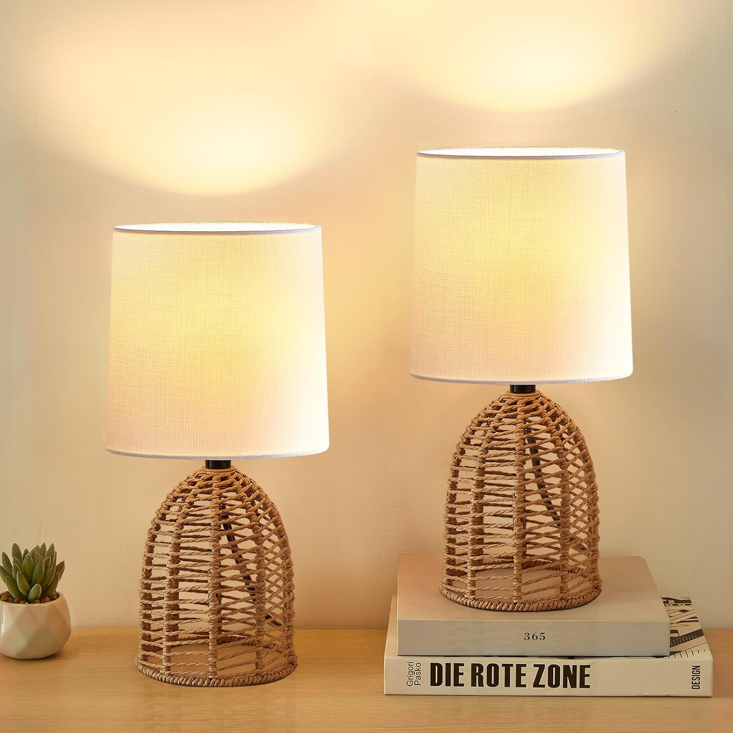 Boho Ceramic Bedside Lamp — 13.5" — Rustic