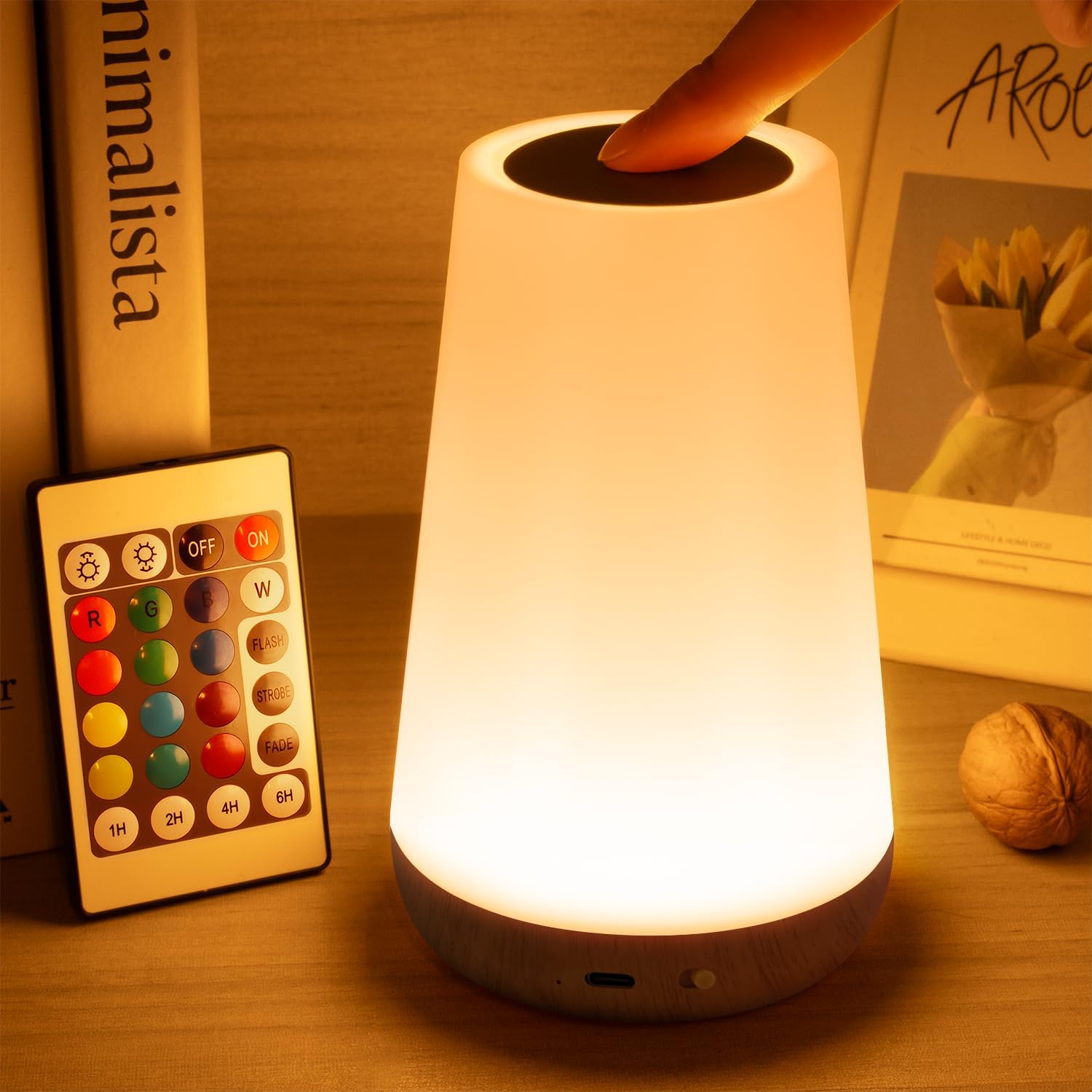 Rechargeable Brown Bedside Lamp — Dark Brown