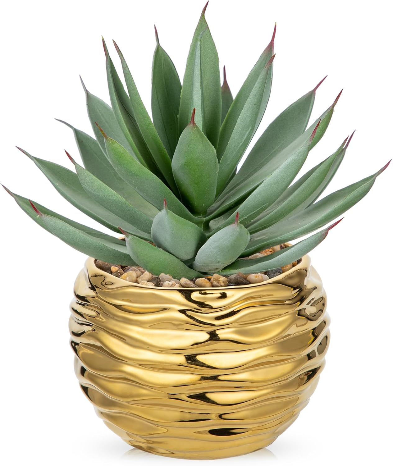 Farmhouse Black Faux Plant — Aloe-gold Ceramic Pot
