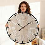 Battery Operated Farmhouse Brown Wall Clock — 30" - View 2