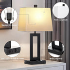 USB Modern Black Bedside Lamp — Set of 2 - View 2