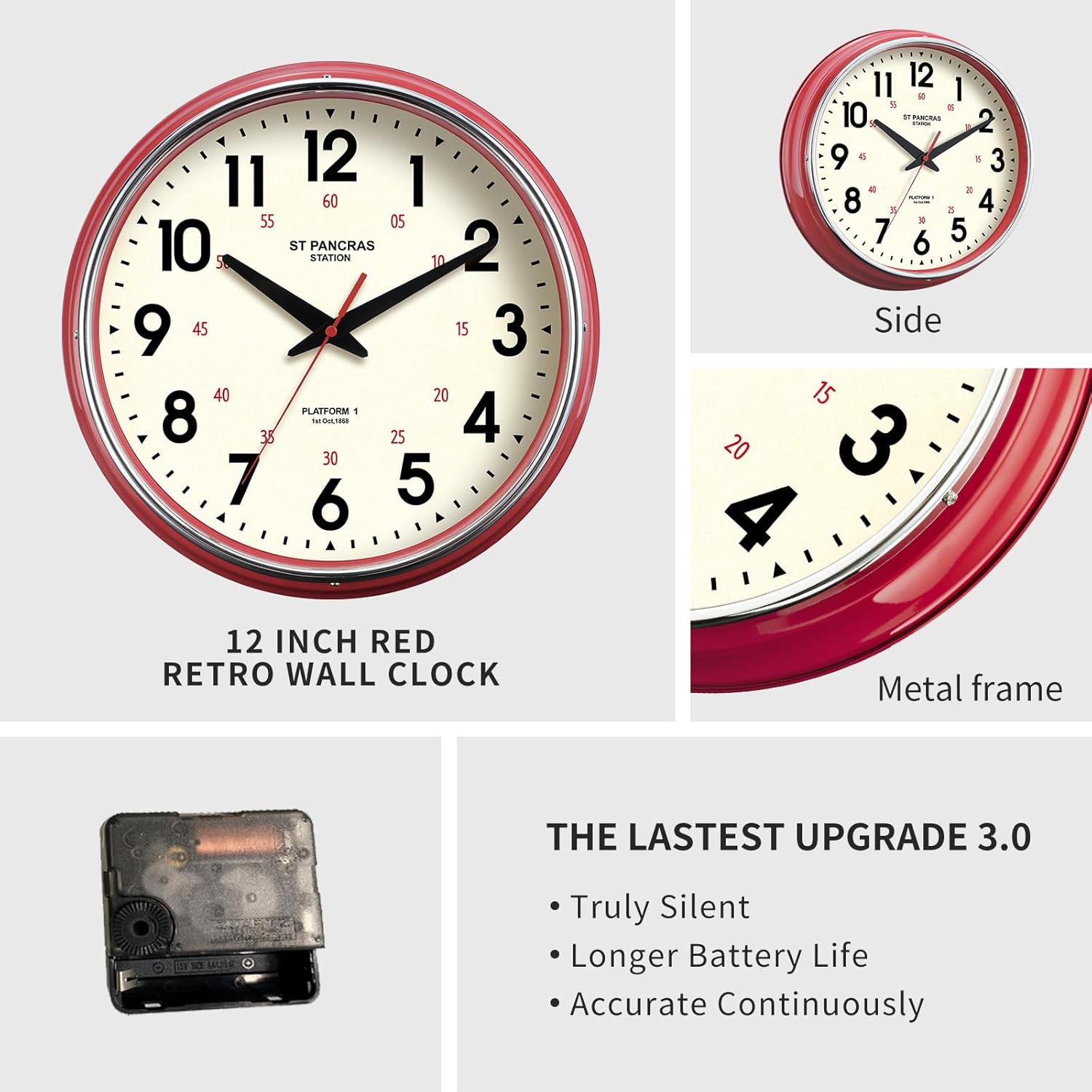 Vintage Mid-Century Beige Wall Clock — 12.4" - View 8