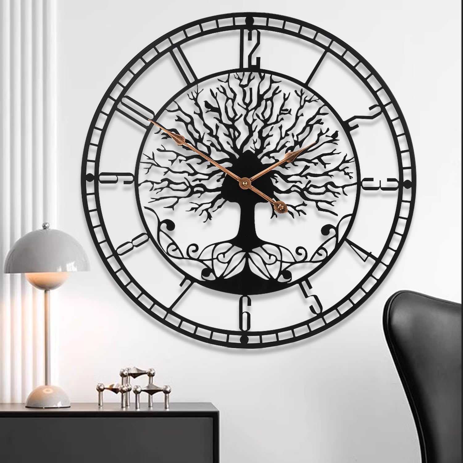 Battery Operated Mid-Century Metal Wall Clock — 24" — D