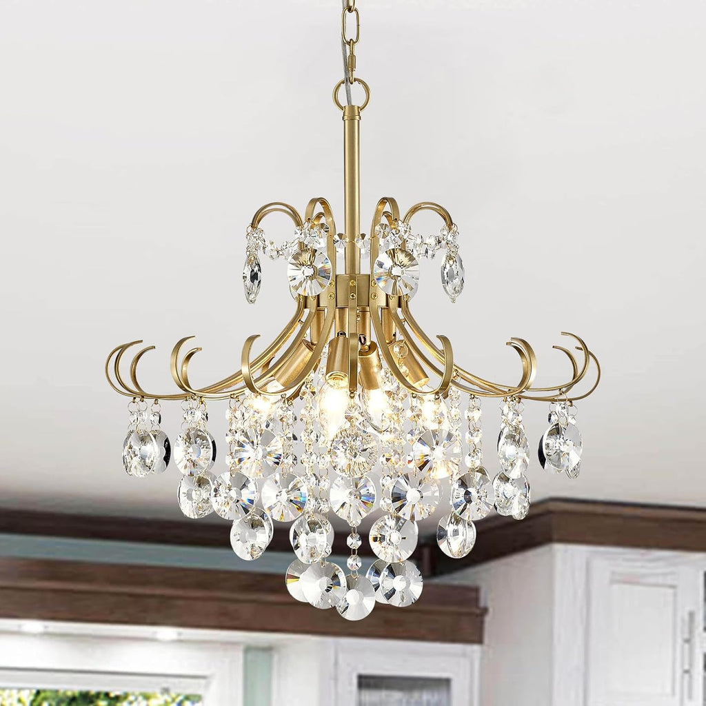 Luxe Black Chandelier — 4-Light — Gold Chandelier