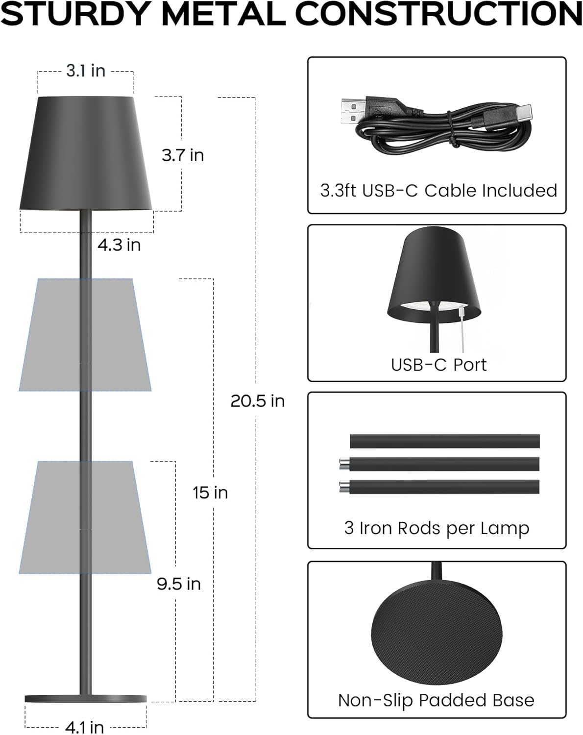 Cordless Black Table Lamp - View 5