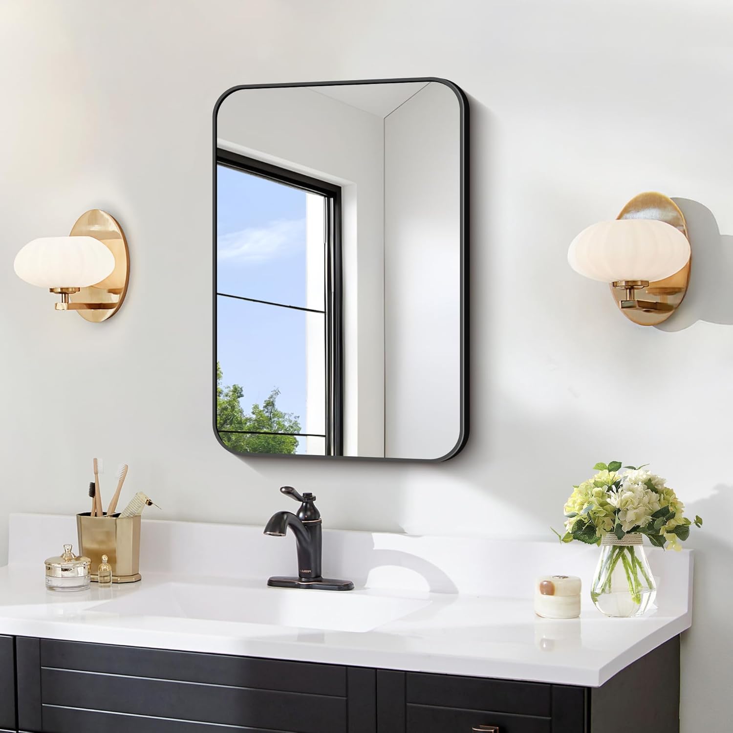 Black Wall Mirror — 24" — Black