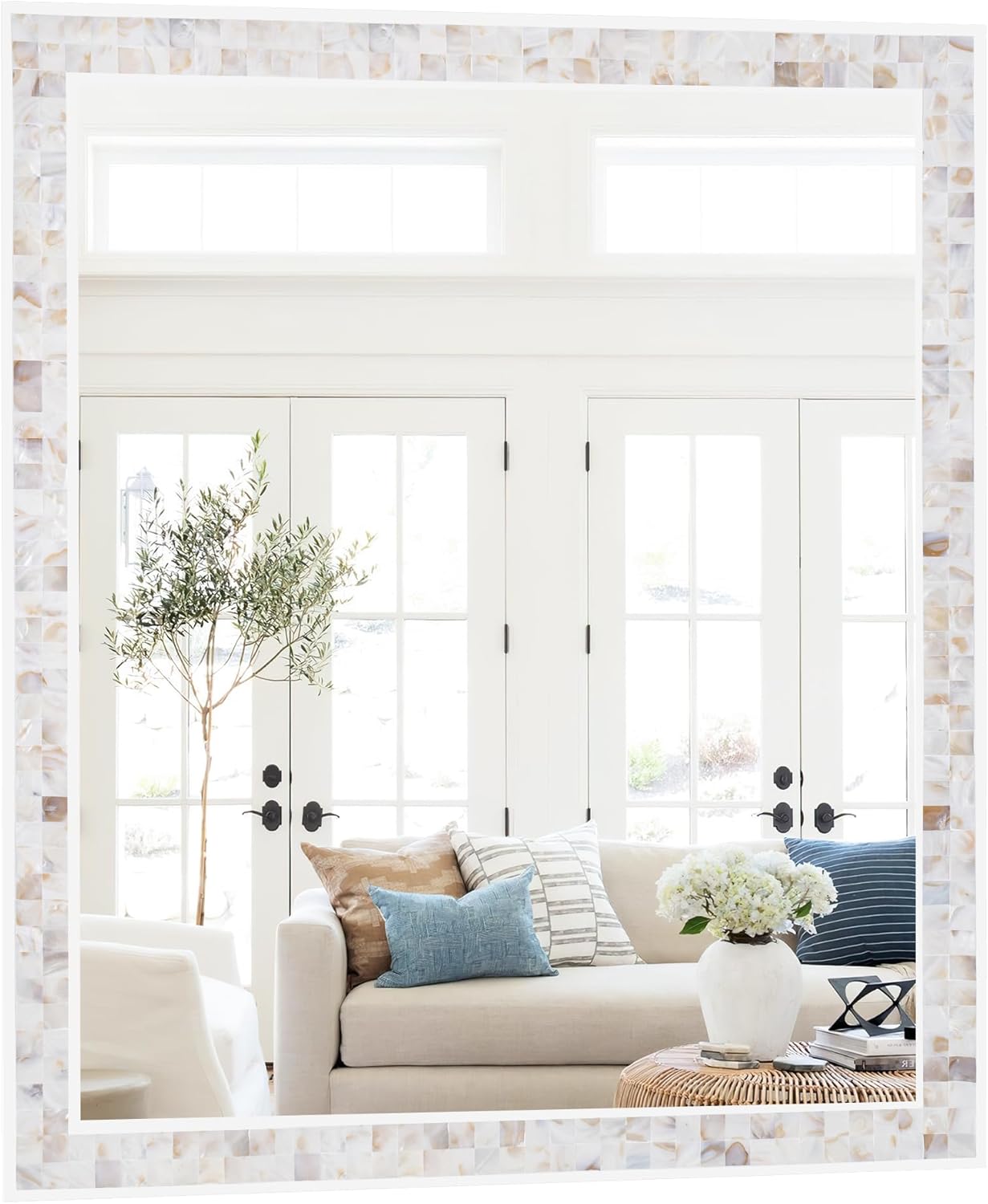 Framed Brown Wall Mirror — 30" — 36"L x 30"W