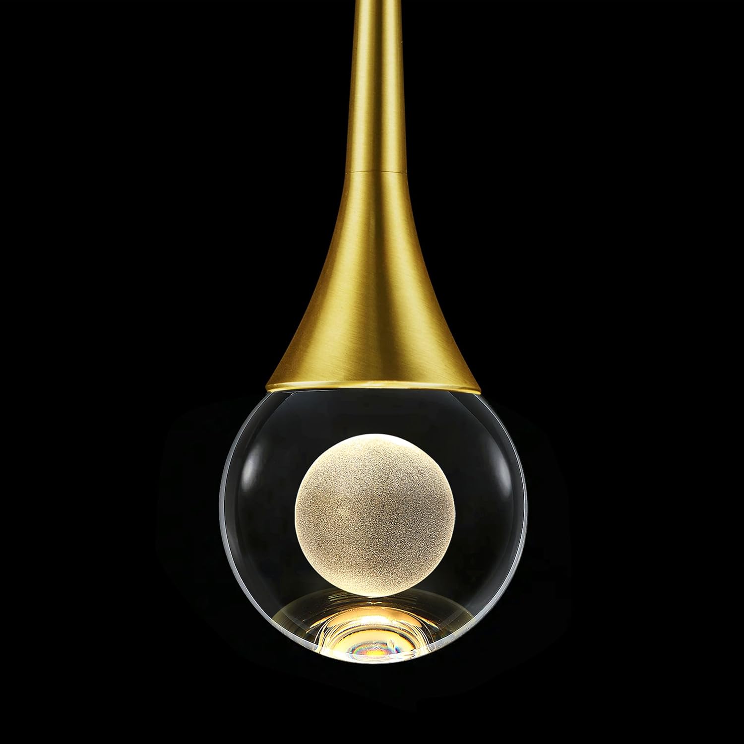 Dimmable Luxe Gold Pendant Light — 1-Light — Ball Brushed Brass