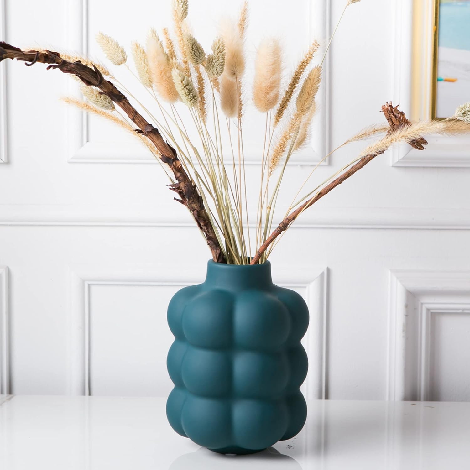 Boho Black Flower Vase — 6.7" — Blue