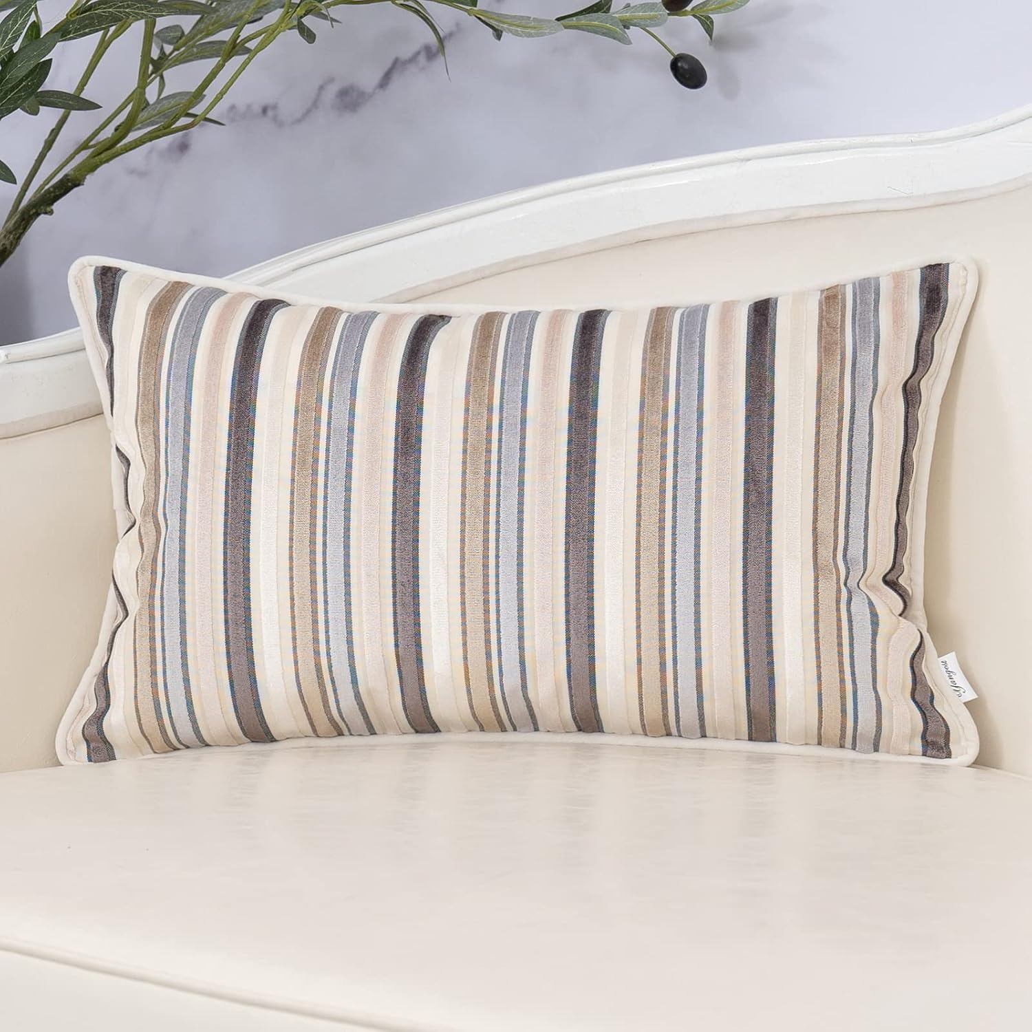 Velvet Boho Beige Throw Pillow Cover — 20" — Beige