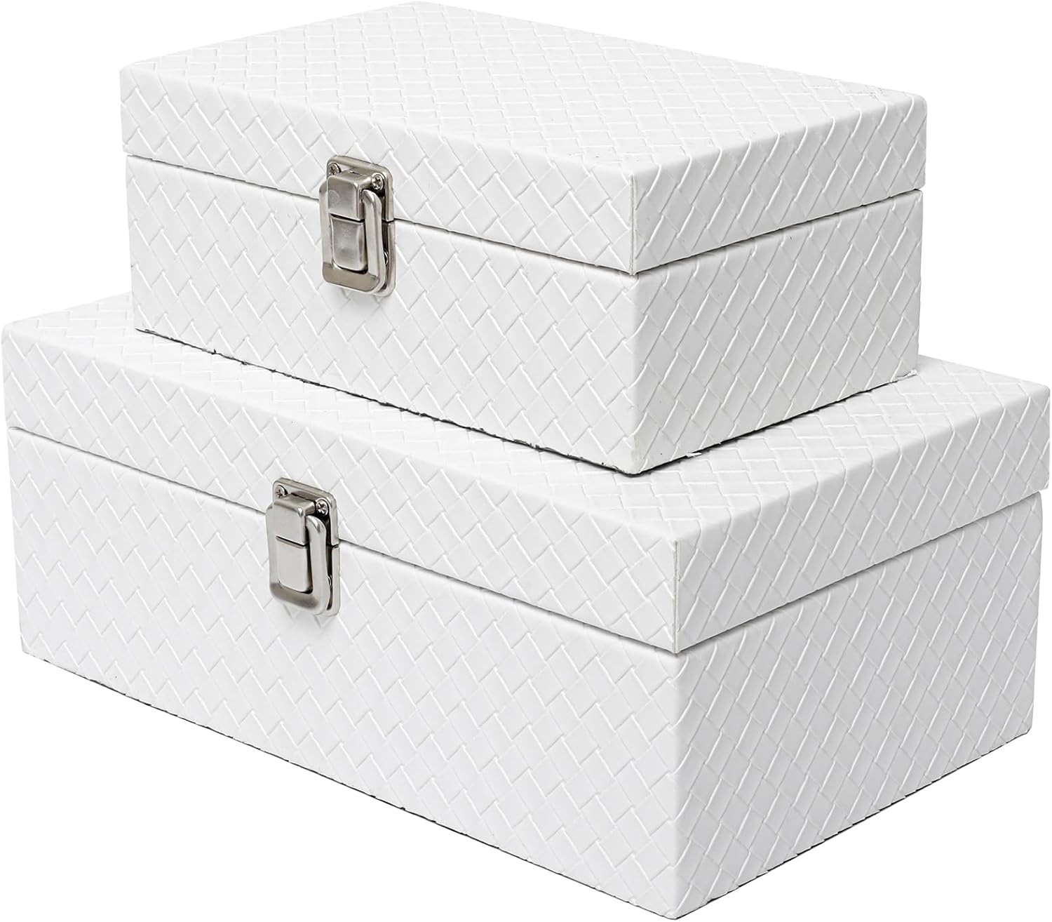 Gold Storage Basket — Set of 2 — White