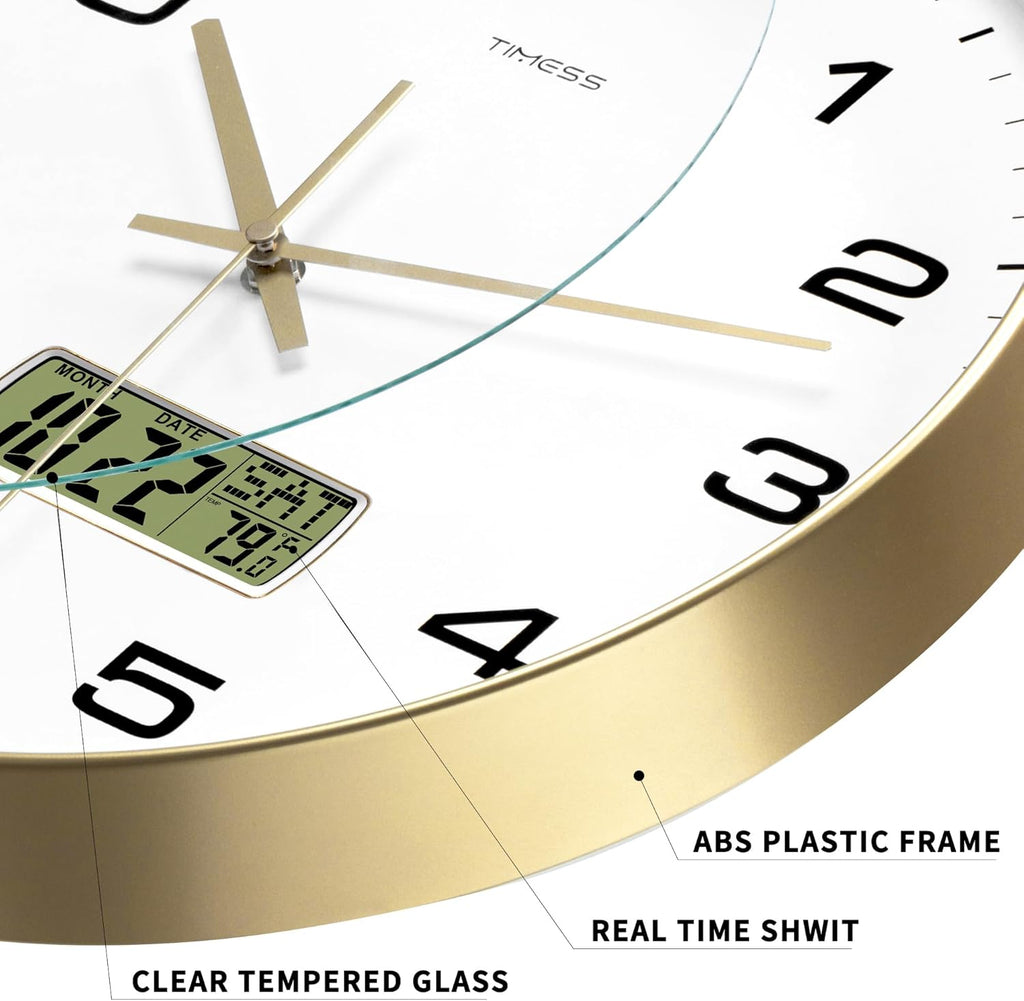 Battery Operated Luxe Black Wall Clock — 14" - View 4