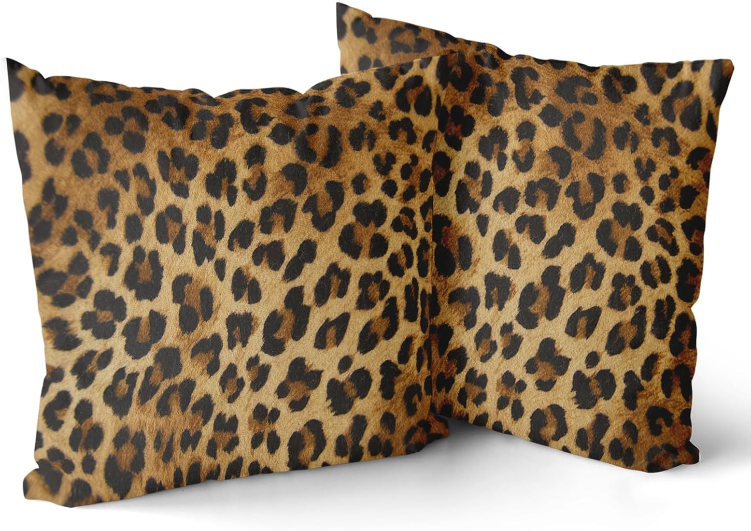 Boho Black Throw Pillow Cover — 18" — Leopard Skin