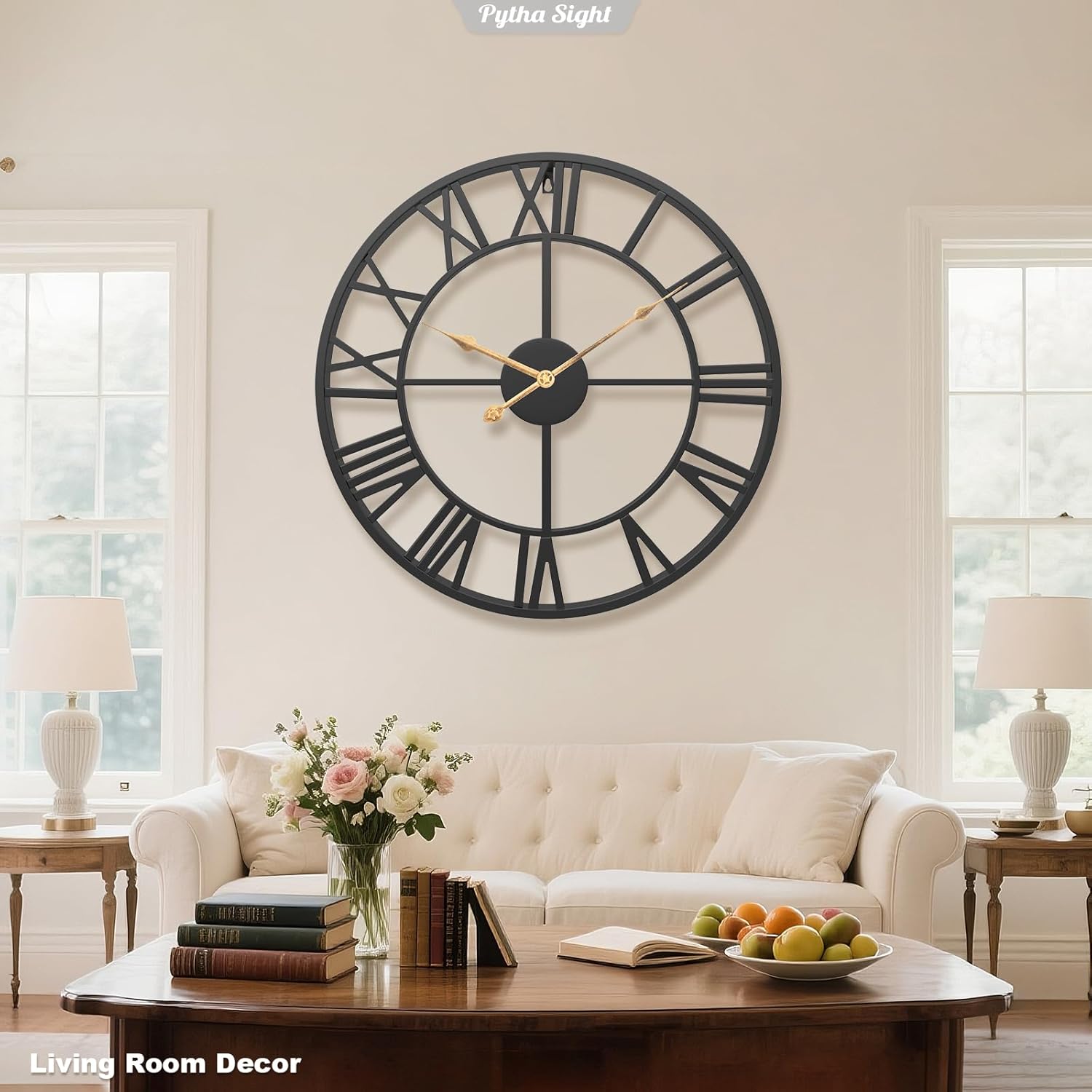 Oversized Farmhouse Black Wall Clock — 24" - View 4